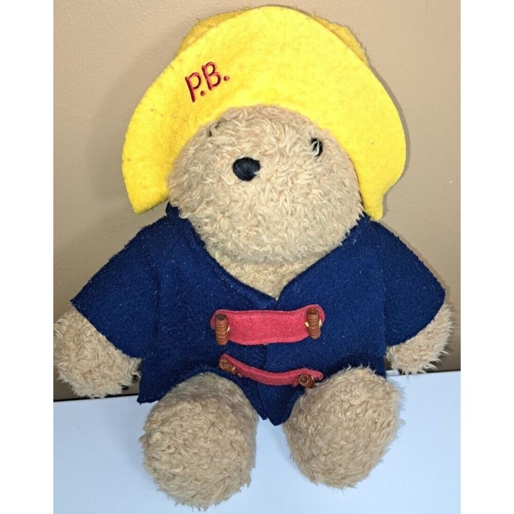 Paddington Bear Plush Vtg Eden Toys 15" Inch Yellow Hat Blue Coat Stuffed Teddy